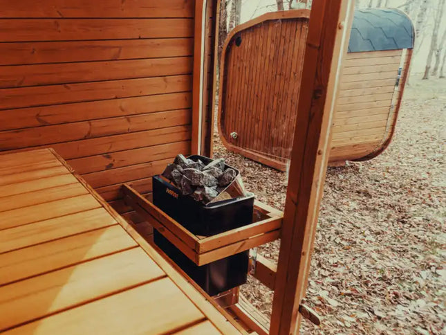 Premium 4-Person Outdoor Scandinavian ThermoWood Cube Sauna Kit With LED Lighting (SAK25470)