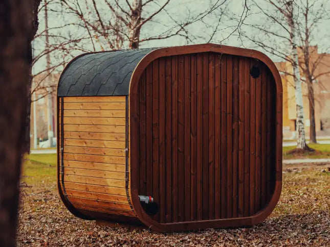 Premium 4-Person Outdoor Scandinavian ThermoWood Cube Sauna Kit With LED Lighting (SAK25470)