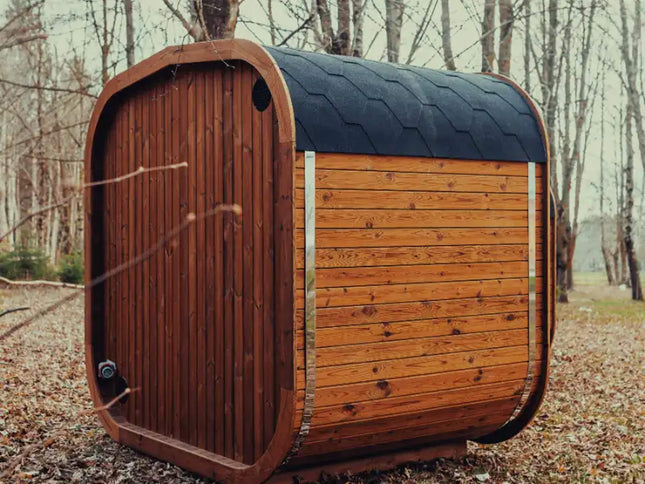 Premium 4-Person Outdoor Scandinavian ThermoWood Cube Sauna Kit With LED Lighting (SAK25470)