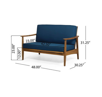 Alora Premium 4-Piece Wooden Outdoor Patio Conversation Seating Set With Cushions