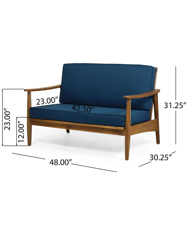 Alora Premium 4-Piece Wooden Outdoor Patio Conversation Seating Set With Cushions
