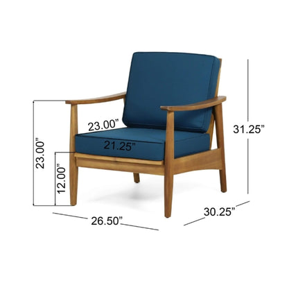 Alora Premium 4-Piece Wooden Outdoor Patio Conversation Seating Set With Cushions