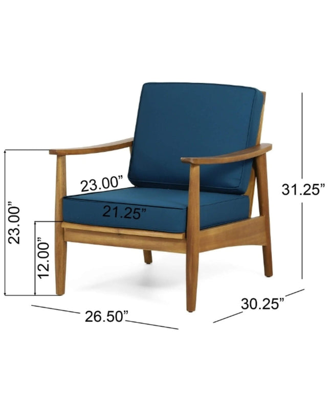 Alora Premium 4-Piece Wooden Outdoor Patio Conversation Seating Set With Cushions