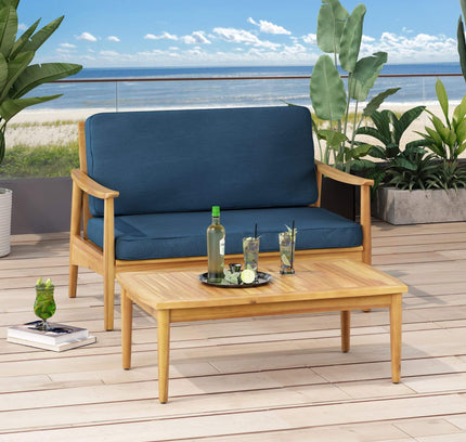Alora Premium 4-Piece Wooden Outdoor Patio Conversation Seating Set With Cushions
