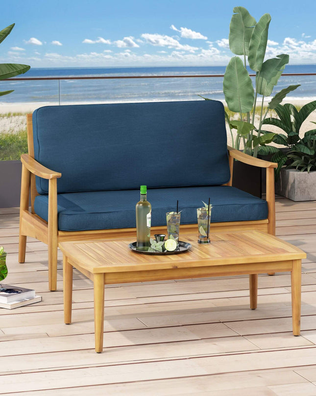 Alora Premium 4-Piece Wooden Outdoor Patio Conversation Seating Set With Cushions