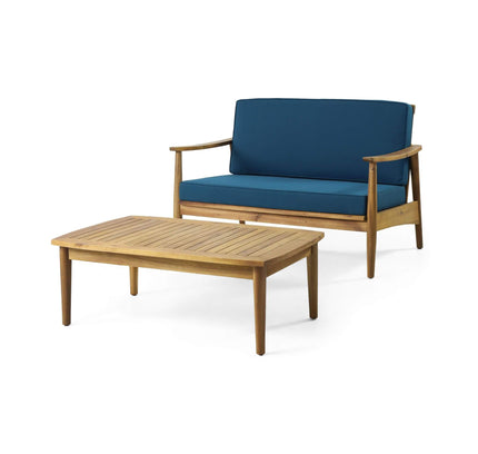 Alora Premium 4-Piece Wooden Outdoor Patio Conversation Seating Set With Cushions