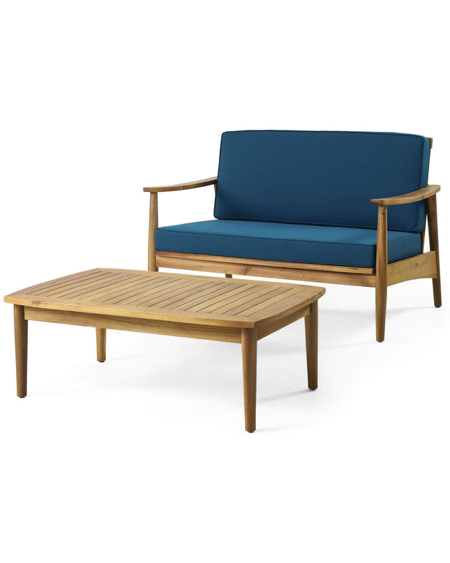 Alora Premium 4-Piece Wooden Outdoor Patio Conversation Seating Set With Cushions