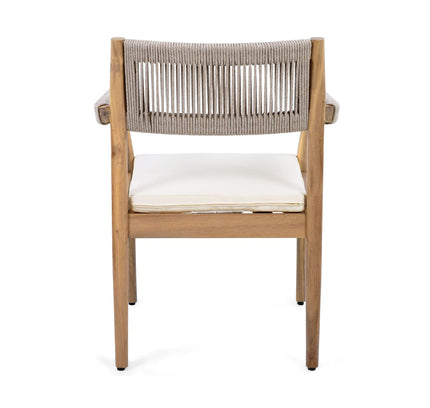 Alora Premium 5-Piece Outdoor Acacia Wood Patio Furniture Set With Braided Dining Chairs, Cushions, And Dining Table