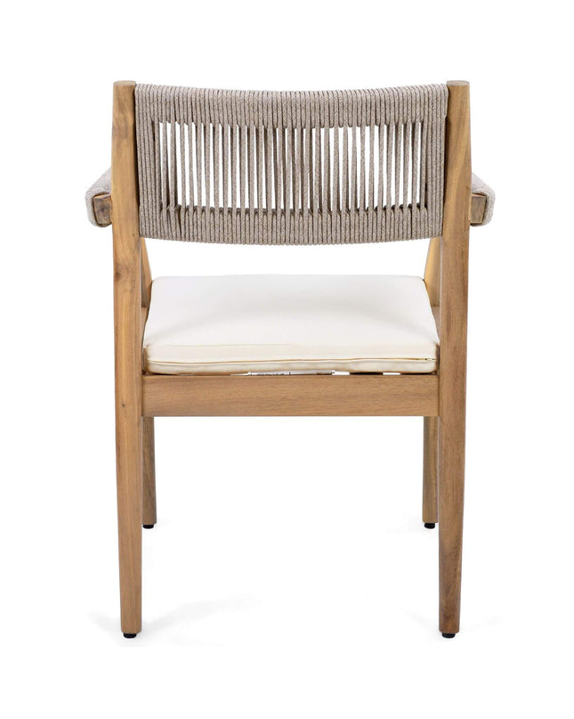 Alora Premium 5-Piece Outdoor Acacia Wood Patio Furniture Set With Braided Dining Chairs, Cushions, And Dining Table