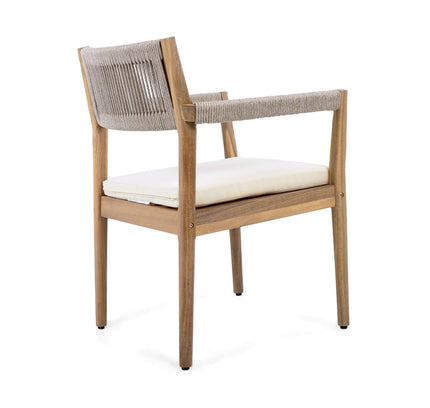 Alora Premium 5-Piece Outdoor Acacia Wood Patio Furniture Set With Braided Dining Chairs, Cushions, And Dining Table