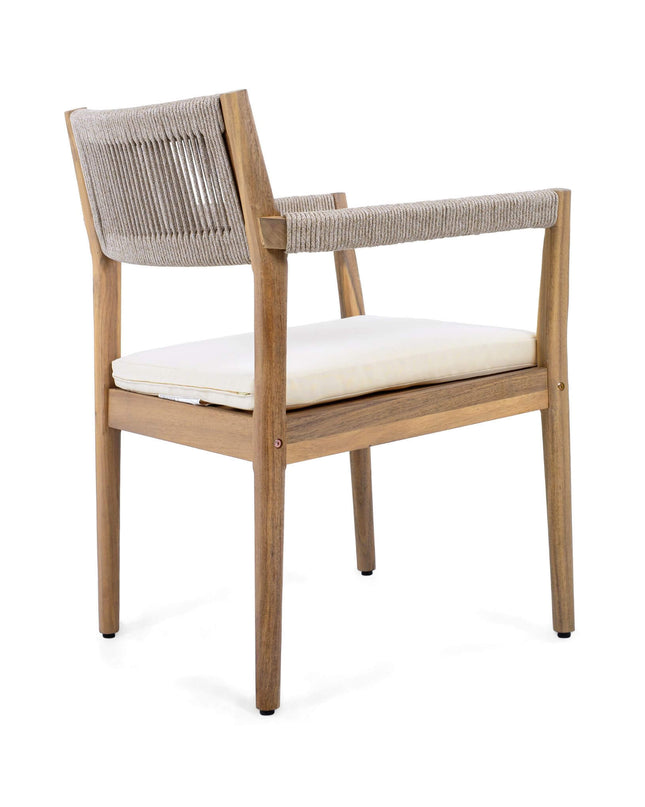 Alora Premium 5-Piece Outdoor Acacia Wood Patio Furniture Set With Braided Dining Chairs, Cushions, And Dining Table