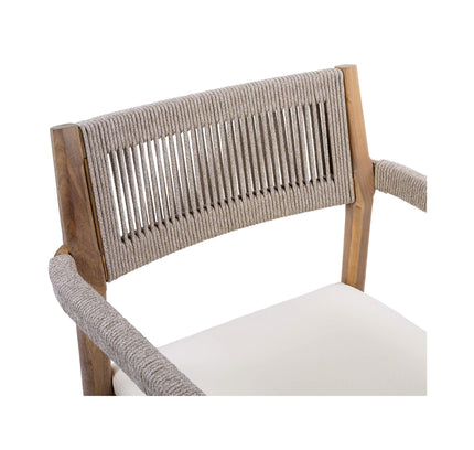 Alora Premium 5-Piece Outdoor Acacia Wood Patio Furniture Set With Braided Dining Chairs, Cushions, And Dining Table