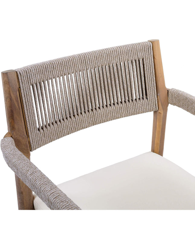 Alora Premium 5-Piece Outdoor Acacia Wood Patio Furniture Set With Braided Dining Chairs, Cushions, And Dining Table