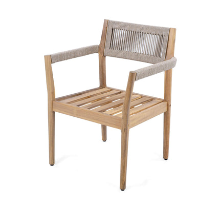 Alora Premium 5-Piece Outdoor Acacia Wood Patio Furniture Set With Braided Dining Chairs, Cushions, And Dining Table