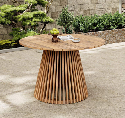 Alora Premium 5-Piece Outdoor Acacia Wood Patio Furniture Set With Braided Dining Chairs, Cushions, And Dining Table