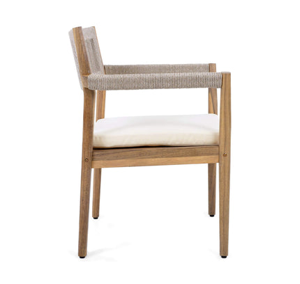 Alora Premium 5-Piece Outdoor Acacia Wood Patio Furniture Set With Braided Dining Chairs, Cushions, And Dining Table