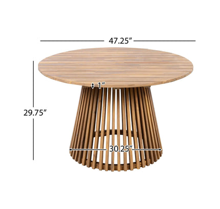 Alora Premium 5-Piece Outdoor Acacia Wood Patio Furniture Set With Braided Dining Chairs, Cushions, And Dining Table