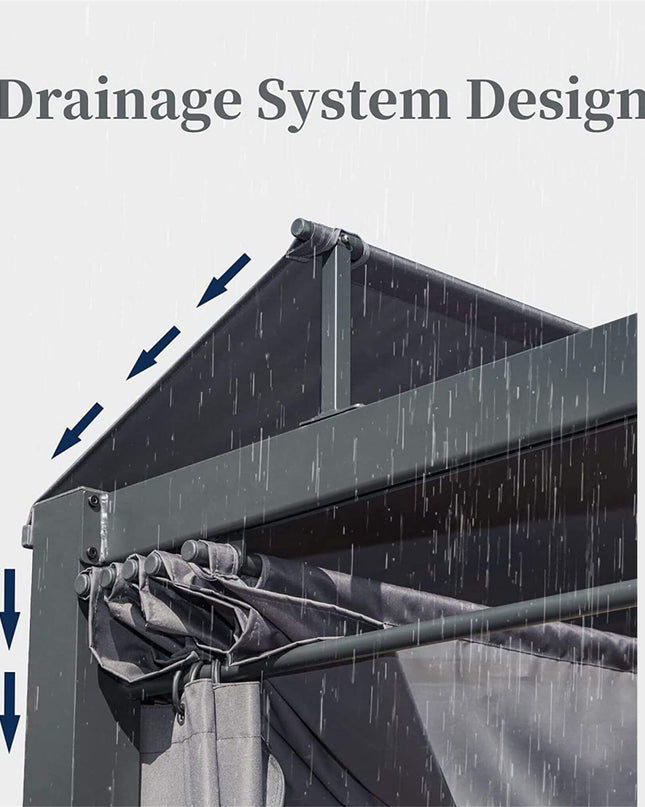 Alora Premium Aluminum Outdoor Patio Daybed With Retractable Canopy And Double Chaise Lounge