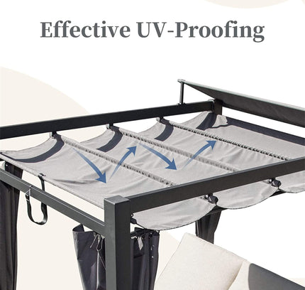 Alora Premium Aluminum Outdoor Patio Daybed With Retractable Canopy And Double Chaise Lounge