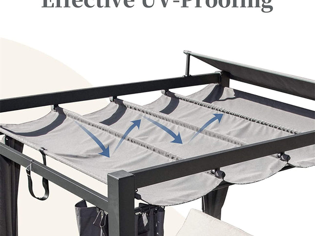 Premium Aluminum Outdoor Patio Daybed With Retractable Canopy And Double Chaise Lounge (SAK17682)