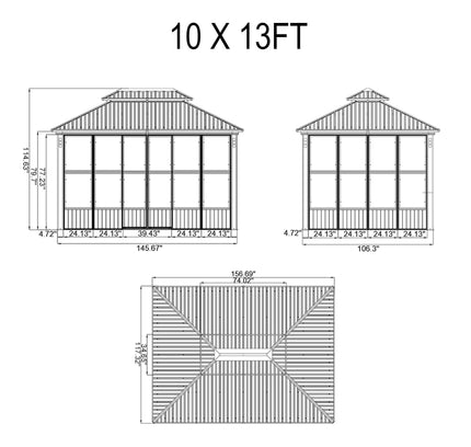 Alora Prestige Premium Hardtop Double Top Outdoor Patio Solarium Sunroom (SAK43078)