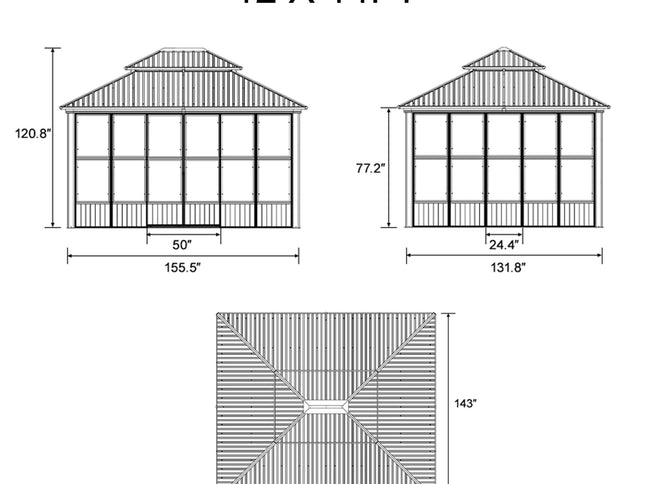 Prestige Premium Hardtop Double Top Outdoor Patio Solarium Sunroom (SAK43078)