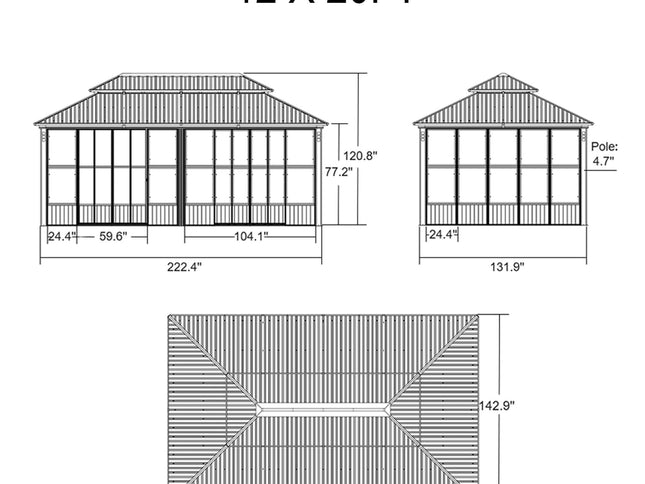 Prestige Premium Hardtop Double Top Outdoor Patio Solarium Sunroom (SAK43078)
