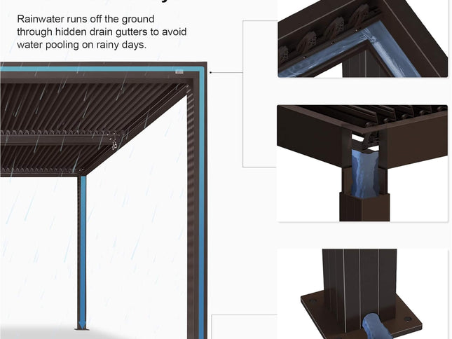 Alora Premium Outdoor Aluminum Louvered Patio Pergola With LED Lights [PERGOLA ONLY] (SAK24896)