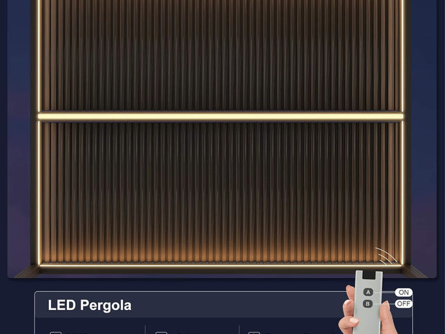 Alora Premium Outdoor Aluminum Louvered Patio Pergola With LED Lights [PERGOLA ONLY] (SAK24896)