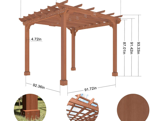 Alora Premium Outdoor Cedar Wood Pergola With Slatted Roof (SAK87024)