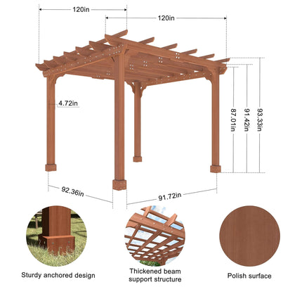 Premium Outdoor Cedar Wood Pergola With Slatted Roof (SAK87024)