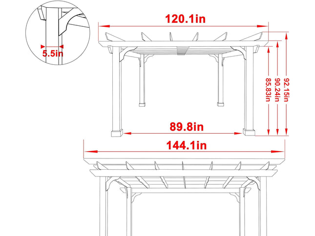 Alora Premium Outdoor Cedar Wood Pergola With Slatted Roof (SAK87024)