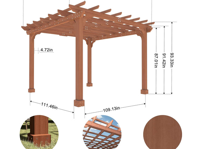 Alora Premium Outdoor Cedar Wood Pergola With Slatted Roof (SAK87024)