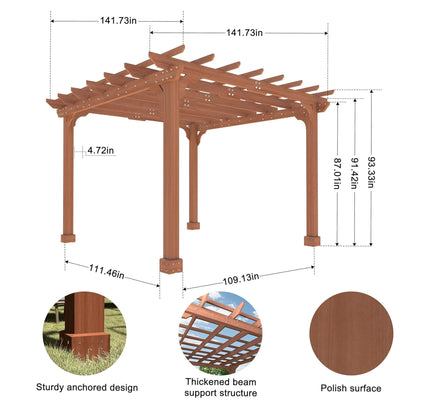 Premium Outdoor Cedar Wood Pergola With Slatted Roof (SAK87024)