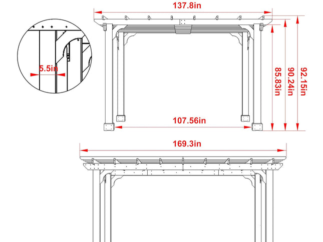Alora Premium Outdoor Cedar Wood Pergola With Slatted Roof (SAK87024)