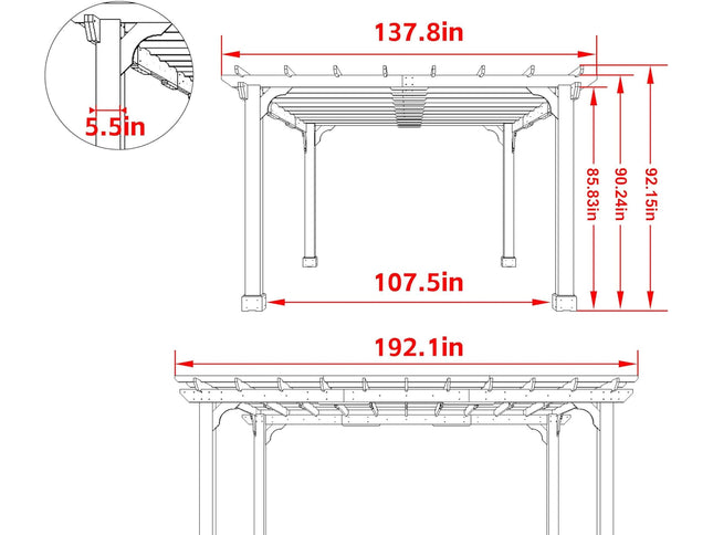 Alora Premium Outdoor Cedar Wood Pergola With Slatted Roof (SAK87024)