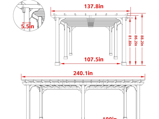 Alora Premium Outdoor Cedar Wood Pergola With Slatted Roof (SAK87024)