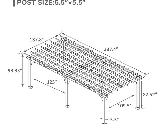 Alora Premium Outdoor Cedar Wood Pergola With Slatted Roof (SAK87024)