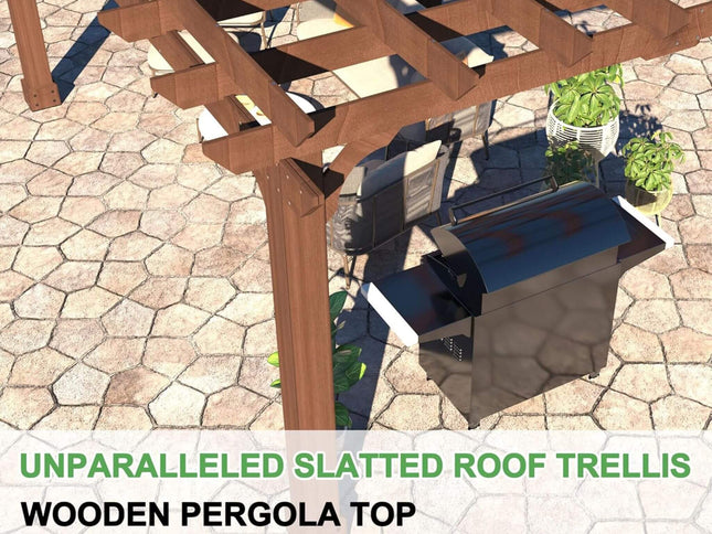 Alora Premium Outdoor Cedar Wood Pergola With Slatted Roof (SAK87024)