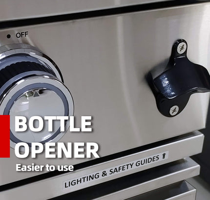 Castelle Flame Outdoor BBQ Kitchen Island With 43-Inch 6-Burner 85K BTU Propane Gas Grill, Rotisserie Kit, And Storage Cabinets