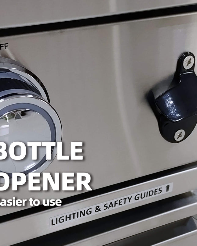 Castelle Flame Outdoor BBQ Kitchen Island With 43-Inch 6-Burner 85K BTU Propane Gas Grill, Rotisserie Kit, And Storage Cabinets