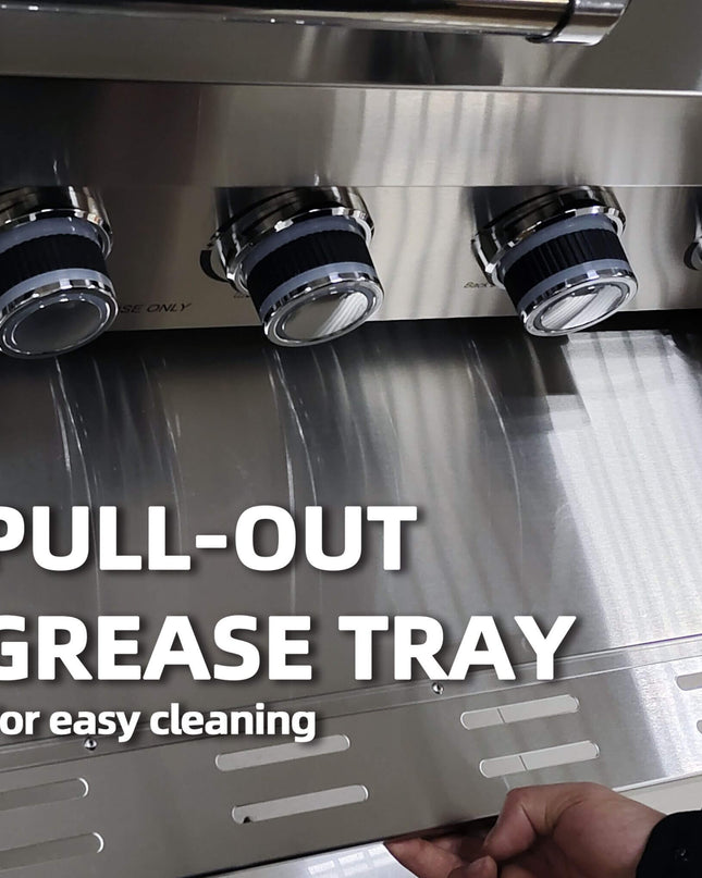 Castelle Flame Outdoor BBQ Kitchen Island With 43-Inch 6-Burner 85K BTU Propane Gas Grill, Rotisserie Kit, And Storage Cabinets