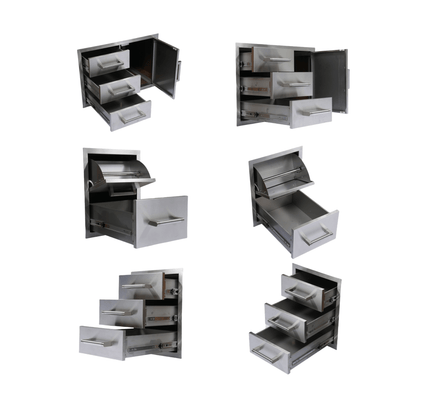 Premium Outdoor Kitchen With 32-Inch 60K BTU Built-In Stainless Steel LPG Gas Grill, Door And Drawer Combo And Stainless Steel Ice Box