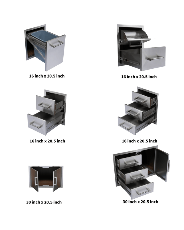 Premium Outdoor Kitchen With 32-Inch 60K BTU Built-In Stainless Steel LPG Gas Grill, Door And Drawer Combo And Stainless Steel Ice Box