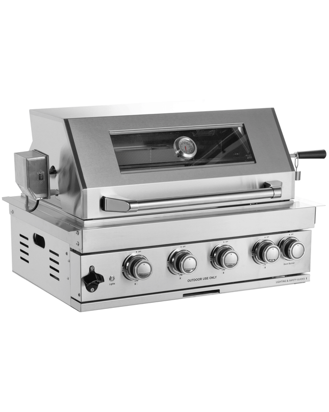 Premium Outdoor Kitchen With 32-Inch 60K BTU Built-In Stainless Steel LPG Gas Grill, Door And Drawer Combo And Stainless Steel Ice Box