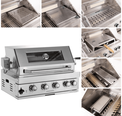 Premium Outdoor Kitchen With 32-Inch 60K BTU Built-In Stainless Steel LPG Gas Grill, Door And Drawer Combo And Stainless Steel Ice Box