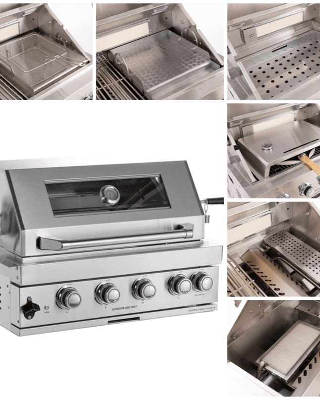 Premium Outdoor Kitchen With 32-Inch 60K BTU Built-In Stainless Steel LPG Gas Grill, Door And Drawer Combo And Stainless Steel Ice Box