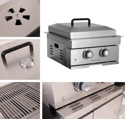 Premium Outdoor Kitchen With 32-Inch 60K BTU Built-In Stainless Steel LPG Gas Grill, Door And Drawer Combo And Stainless Steel Ice Box