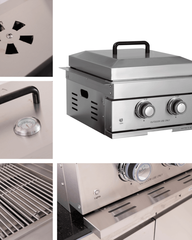 Premium Outdoor Kitchen With 32-Inch 60K BTU Built-In Stainless Steel LPG Gas Grill, Door And Drawer Combo And Stainless Steel Ice Box