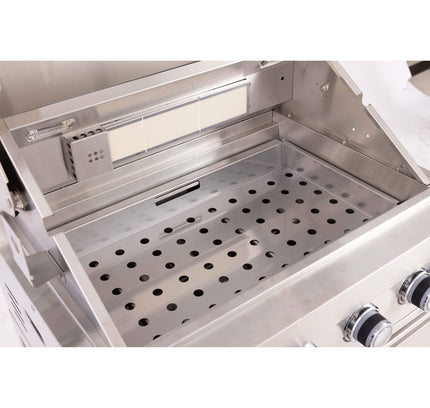 Premium Outdoor Kitchen With 32-Inch 60K BTU Built-In Stainless Steel LPG Gas Grill, Door And Drawer Combo And Stainless Steel Ice Box